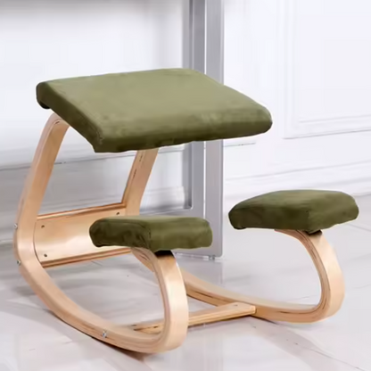 Ergonomic Kneeling Chair Stool | Solid Wood Rocking Posture Chair