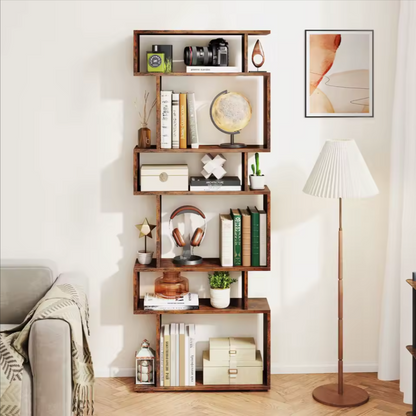 6-Tier Modern Storage Bookshelf | Minimal Rectangular Display Shelf