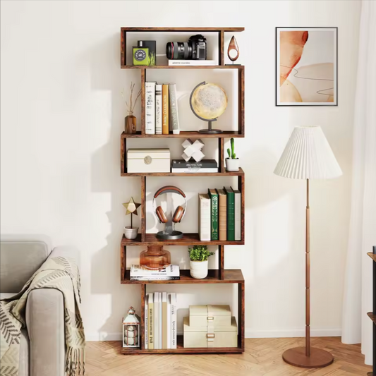6-Tier Modern Storage Bookshelf | Minimal Rectangular Display Shelf