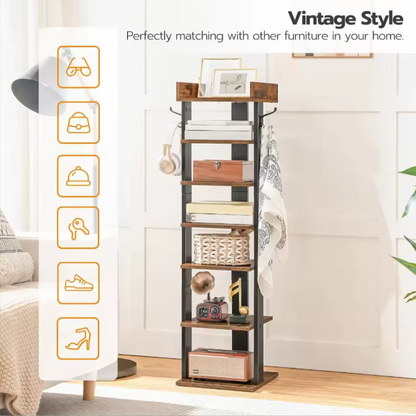 7-Tier Vertical Shoe Rack | Modern Walnut Entryway Storage Shelf