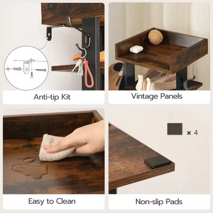 7-Tier Vertical Shoe Rack | Modern Walnut Entryway Storage Shelf