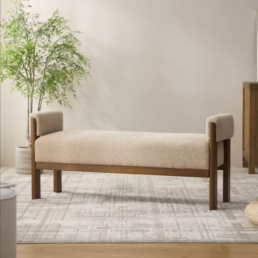 Modern Upholstered Bedroom Bench | Cozy End of Bed Entryway Bench