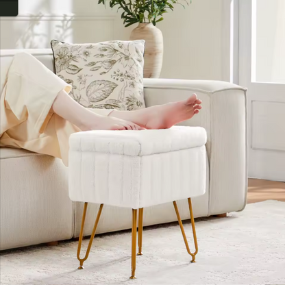 Hidden Storage Stool | Modern Upholstered Accent Seat