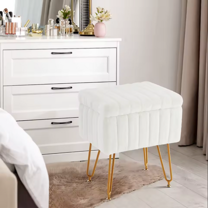 Hidden Storage Stool | Modern Upholstered Accent Seat