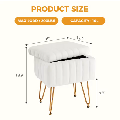 Hidden Storage Stool | Modern Upholstered Accent Seat