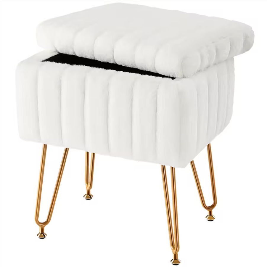 Hidden Storage Stool | Modern Upholstered Accent Seat