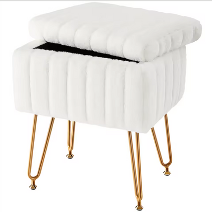 Hidden Storage Stool | Modern Upholstered Accent Seat