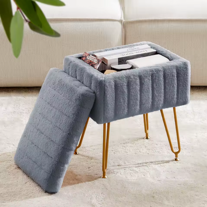 Hidden Storage Stool | Modern Upholstered Accent Seat
