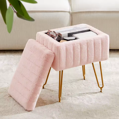 Hidden Storage Stool | Modern Upholstered Accent Seat
