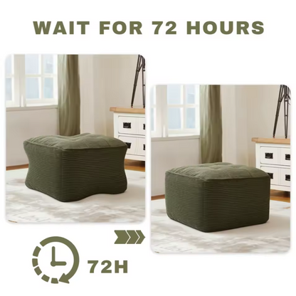 Green Corduroy Upholstered Ottoman | Cozy Living Room Footrest