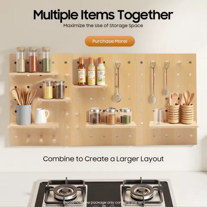 Wooden Wall Peg Board | Minimal Compact Storage Organizer