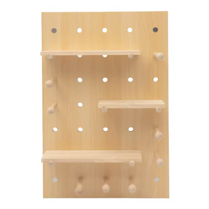 Wooden Wall Peg Board | Minimal Compact Storage Organizer