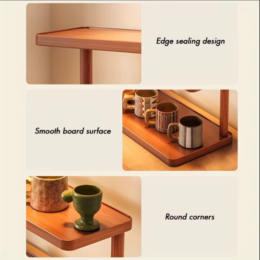 2-Tier Wooden Storage Rack | Minimal Kitchen & Tea Room Organizer