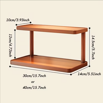 2-Tier Wooden Storage Rack | Minimal Kitchen & Tea Room Organizer