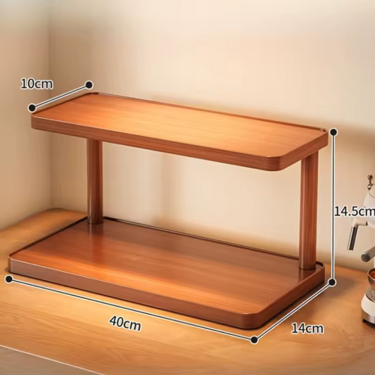 2-Tier Wooden Storage Rack | Minimal Kitchen & Tea Room Organizer