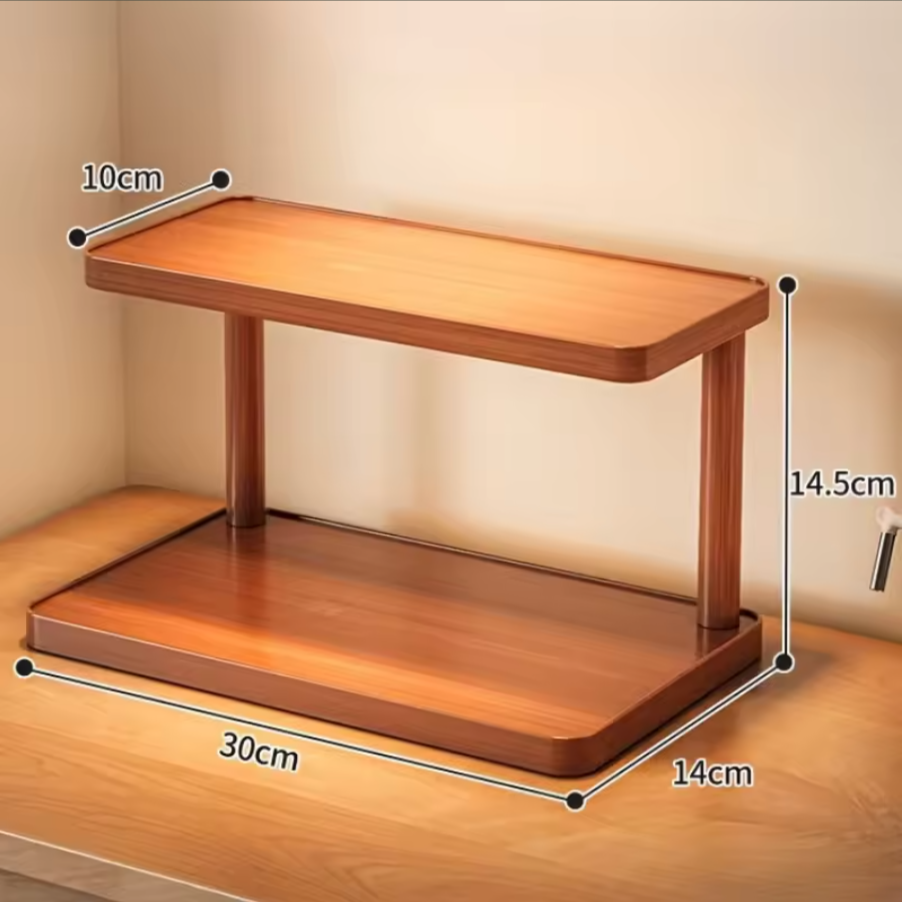2-Tier Wooden Storage Rack | Minimal Kitchen & Tea Room Organizer