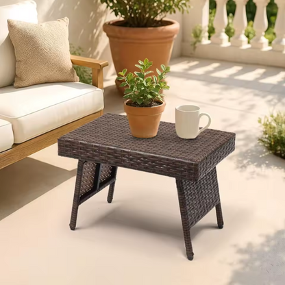 Foldable Rattan Coffee Table | Cozy Indoor & Outdoor Accent Table