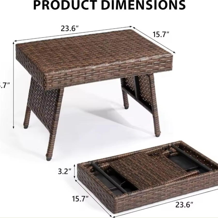 Foldable Rattan Coffee Table | Cozy Indoor & Outdoor Accent Table