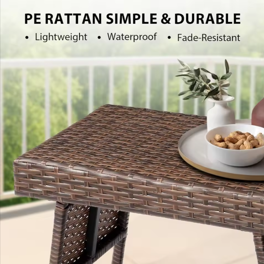 Foldable Rattan Coffee Table | Cozy Indoor & Outdoor Accent Table