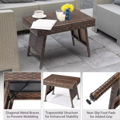 Foldable Rattan Coffee Table | Cozy Indoor & Outdoor Accent Table