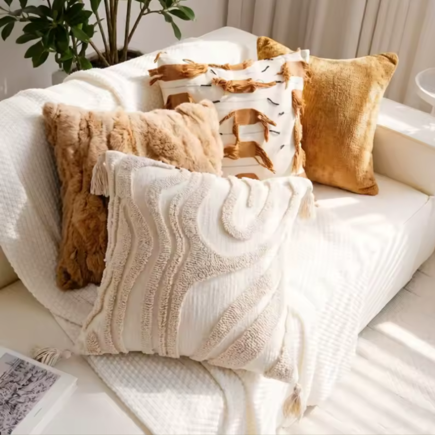 Boho Woven Pillow Covers | Cozy Geometric Tassel Cushion Cases