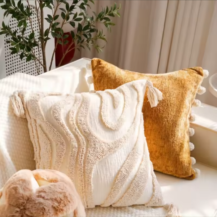 Boho Woven Pillow Covers | Cozy Geometric Tassel Cushion Cases
