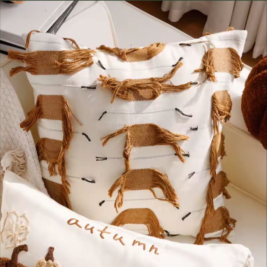 Boho Woven Pillow Covers | Cozy Geometric Tassel Cushion Cases