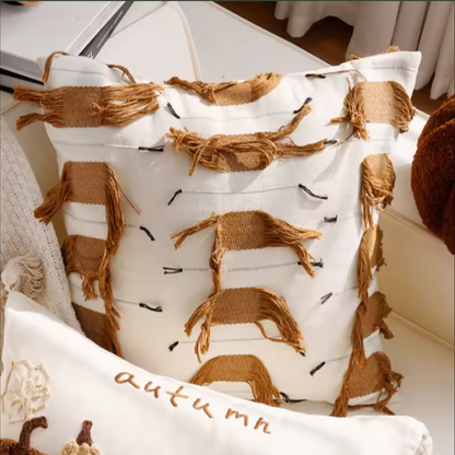 Boho Woven Pillow Covers | Cozy Geometric Tassel Cushion Cases