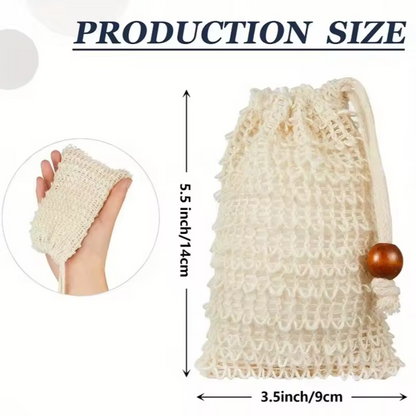 Natural Sisal Soap Pouch Set | Exfoliating Drawstring Soap Saver
