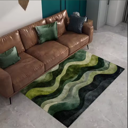 Gradient Wave Pattern Carpet | Modern Green Living Room Rug