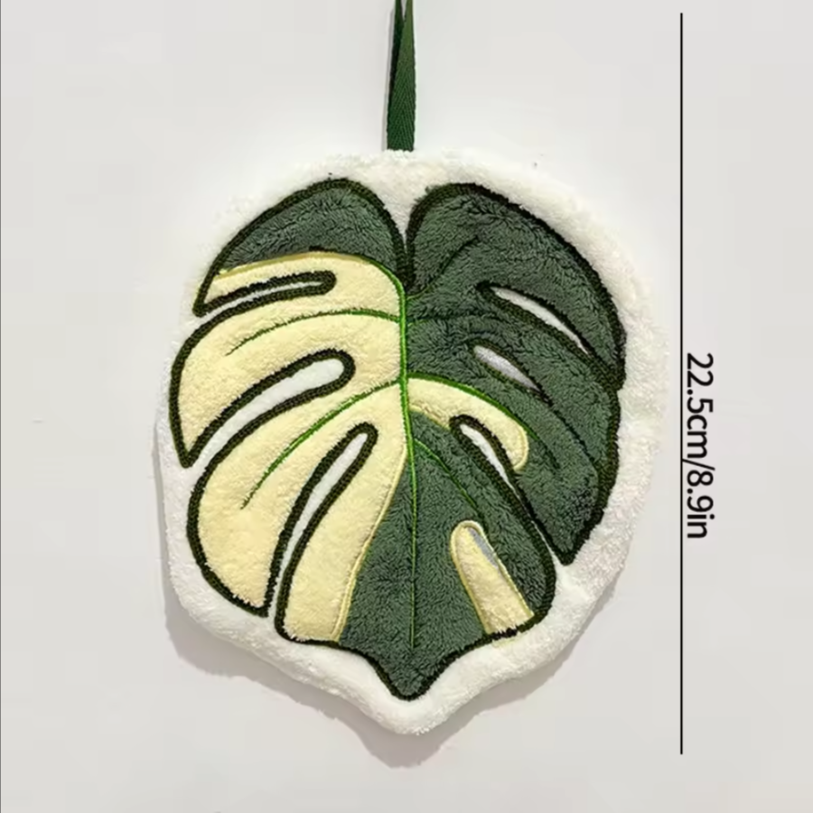 Leaf Shaped Hanging Towels | Plush Botanical Kitchen & Bathroom Towels