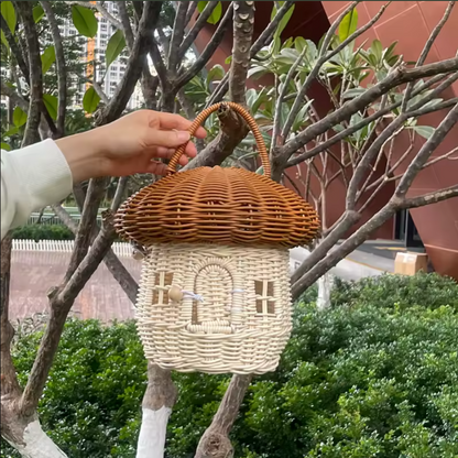 Rattan Mushroom Storage Basket | Whimsical Woven Home Organizer