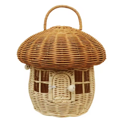 Rattan Mushroom Storage Basket | Whimsical Woven Home Organizer