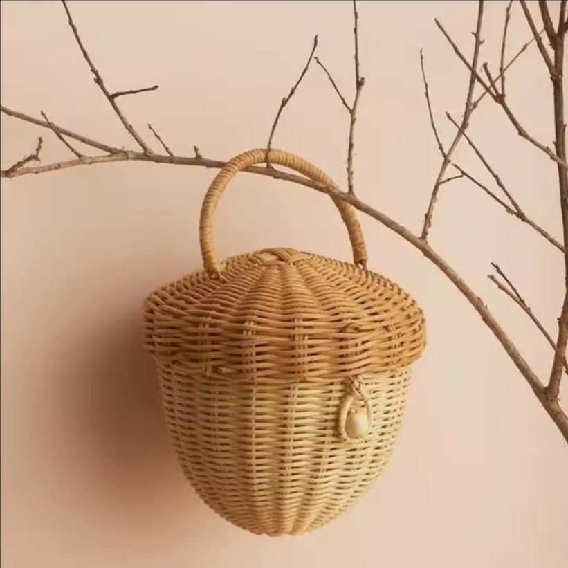 Rattan Mushroom Storage Basket | Whimsical Woven Home Organizer