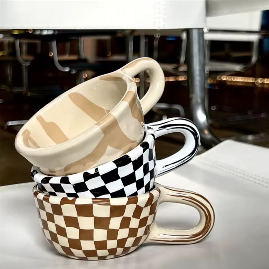 Irregular Ceramic Coffee Mug | Aesthetic Café Style Cup