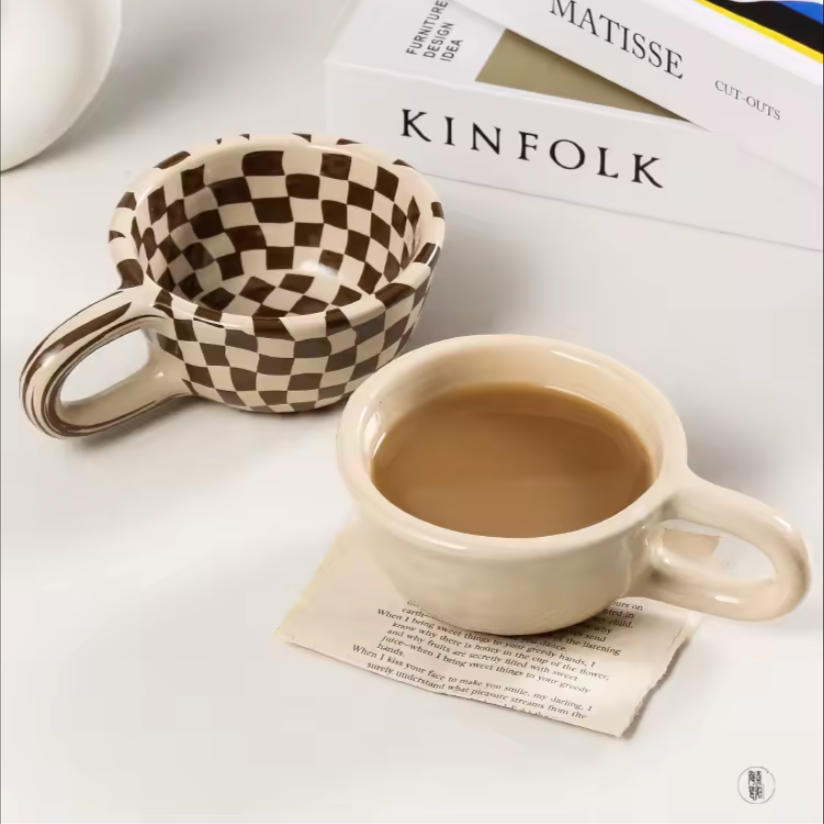 Irregular Ceramic Coffee Mug | Aesthetic Café Style Cup