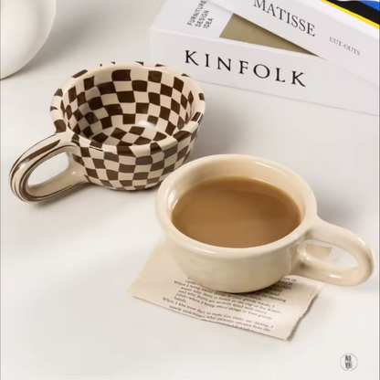 Irregular Ceramic Coffee Mug | Aesthetic Café Style Cup