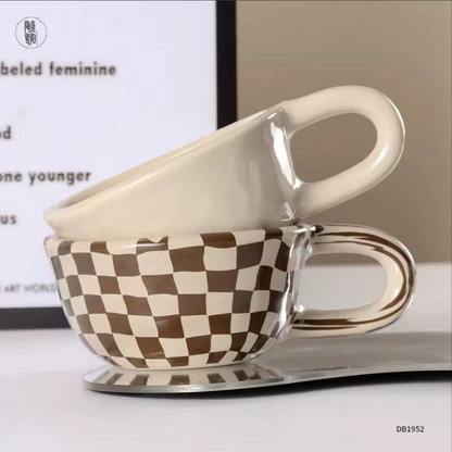 Irregular Ceramic Coffee Mug | Aesthetic Café Style Cup