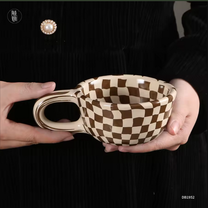Irregular Ceramic Coffee Mug | Aesthetic Café Style Cup