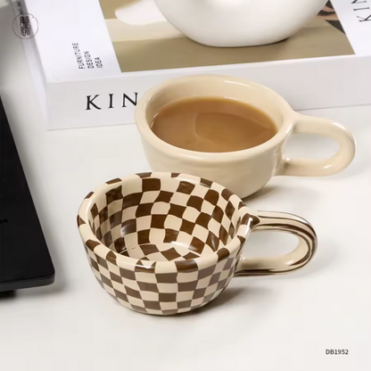 Irregular Ceramic Coffee Mug | Aesthetic Café Style Cup