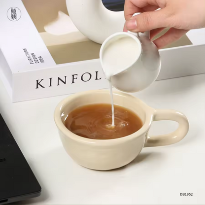 Irregular Ceramic Coffee Mug | Aesthetic Café Style Cup