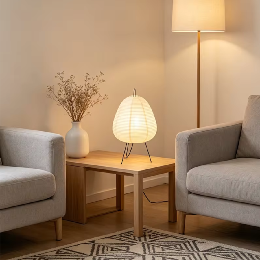 Japanese Style Egg Table Lamp | Cozy Paper Shade Ambient Light