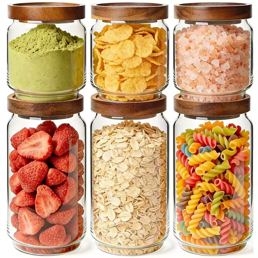 6-Piece Pantry Storage Jar Set | Airtight Glass Kitchen Containers
