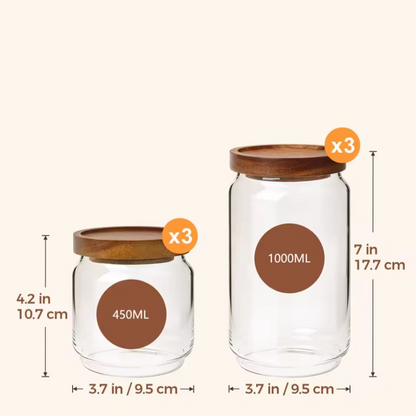 6-Piece Pantry Storage Jar Set | Airtight Glass Kitchen Containers