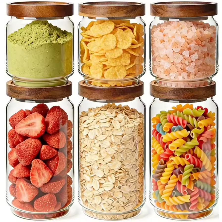 6-Piece Pantry Storage Jar Set | Airtight Glass Kitchen Containers