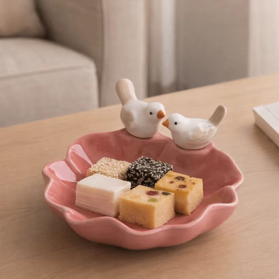 Ceramic Bird Catch-All Dish | Floral Trinket & Jewelry Holder