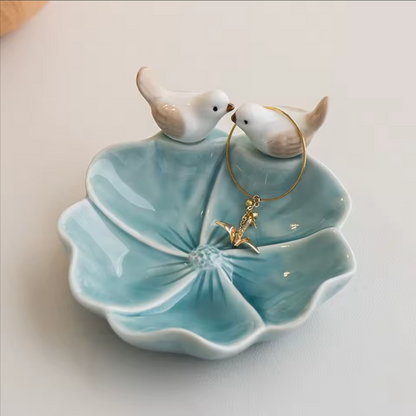 Ceramic Bird Catch-All Dish | Floral Trinket & Jewelry Holder