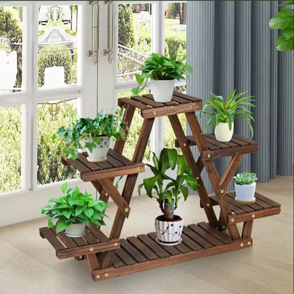 Wooden Plant Stand Shelf | 5-Tier Corner Display Rack