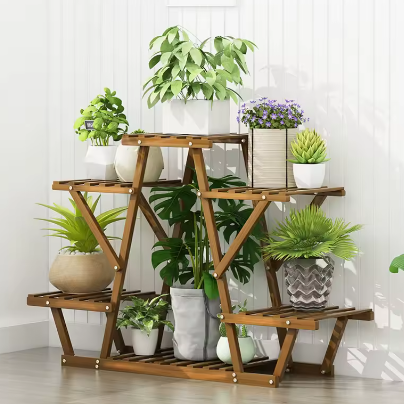 Wooden Plant Stand Shelf | 5-Tier Corner Display Rack