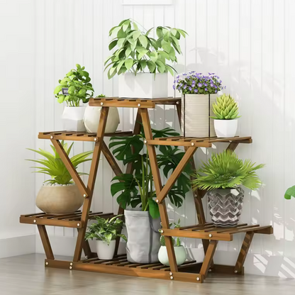 Wooden Plant Stand Shelf | 5-Tier Corner Display Rack